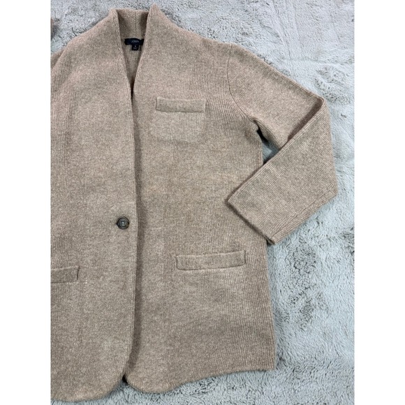 J. Crew Knit Cardigan Cocoon Sweater Blazer Tan Women S MerinoWool Winter Jacket - Picture 15 of 15